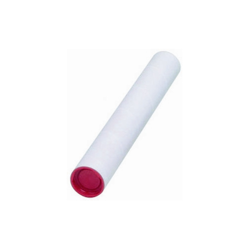 WHITE MAILING TUBE 445x60mm DIA WITH CAPS PACK 4