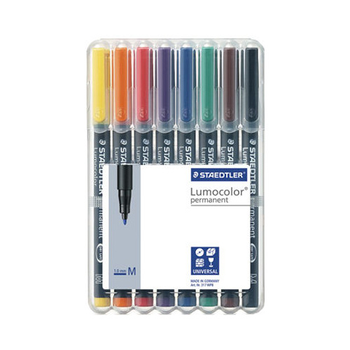 STAEDTLER 317 LUMOCOLOR OHP MARKERS PERMANENT MEDIUM W8