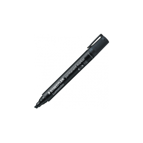 STAEDTLER 350 LUMOCOLOR PERM. MARKER CHISEL 2.5MM BLACK BOX10