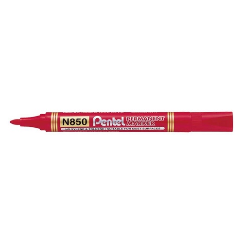 PENTEL N850 PERMANENT MARKER BULLET RED BOX 12