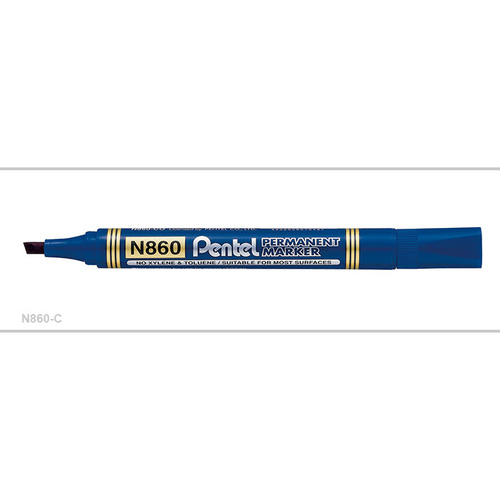 PENTEL N860 PERMANENT MARKER CHISEL BLUE BOX 12