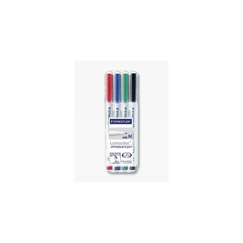 STAEDTLER 301 LUMOCOLOR WHITEBOARD MARKER BULLET 1mm ASSORTED WALLET 4