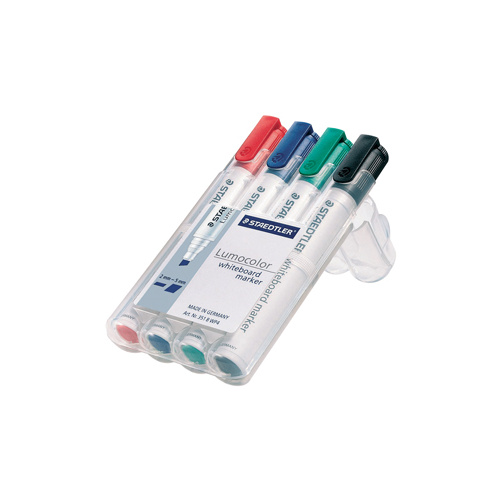 STAEDTLER 351 LUMOCOLOR WHITEBOARD MARKER BULLET 2mm WALLET 4