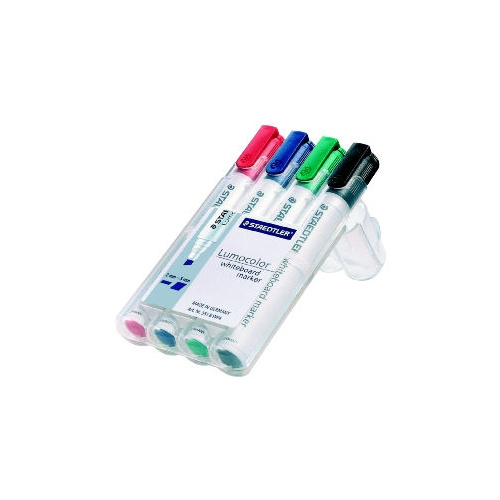 STAEDTLER 351 LUMOCOLOR WHITEBOARD MARKER CHISEL 5mm WALLET 4  