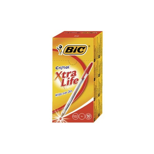 BIC CRISTAL BALLPOINT PENS MEDIUM RED BOX 50