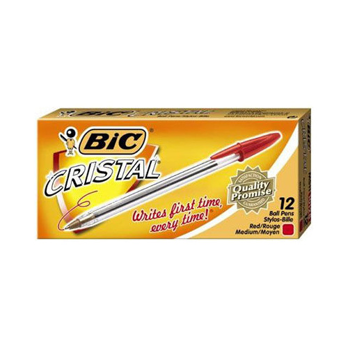 BIC CRISTAL BALLPOINT PENS MEDIUM RED BOX 12