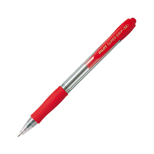 PILOT BPGP-10R SUPERGRIP PEN RETRACTABLE MEDIUM RED BOX 12