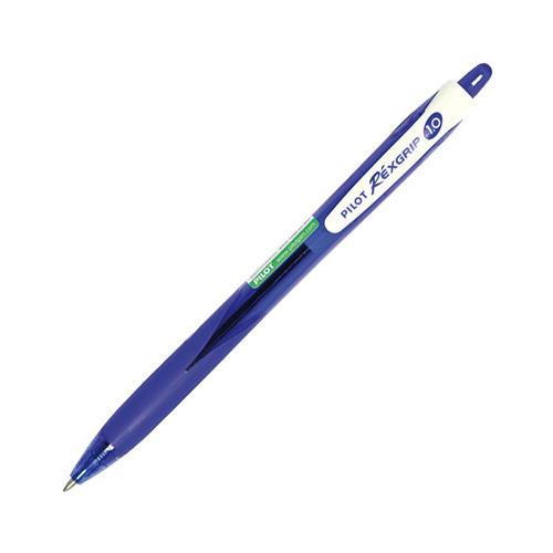 PILOT BEGREEN REXGRIP RT BALLPOINT PEN MEDIUM BLUE BOX 10