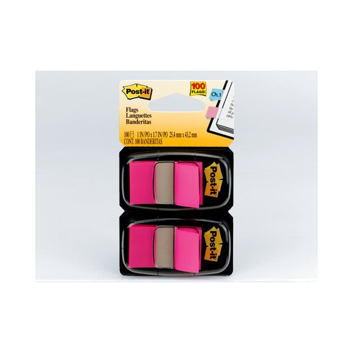 3M 680-BP2 POST IT FLAGS BRIGHT PINK TWIN PACK 100