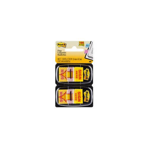 3M 680-SH2 POST IT FLAGS SIGN HERE YELLOW TWIN  