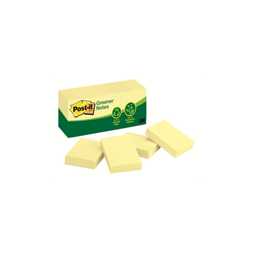3M 653Y RP POST IT NOTES RECYCLED 35x48mm YELLOW PACK 12