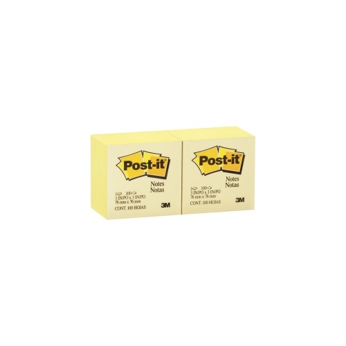 3M 654-Y POST IT NOTE 73x73mm CANARY YELLOW PACK 12