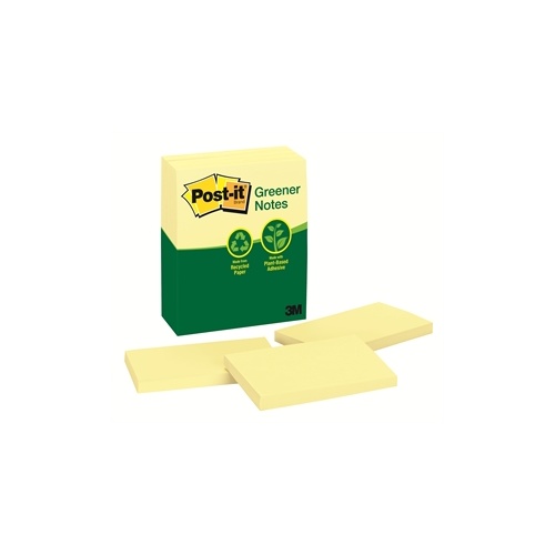 3M 655-RP POST IT NOTE RECYCLED 100 SHEETS 73x123mm CANARY YELLOW PACK 12