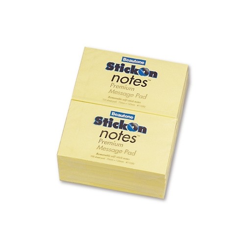 BEAUTONE PREMIUM STICK ON NOTES 76x127mm PACK 12