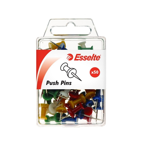 ESSELTE 45110 PUSH PINS ASSORTED PACK 50