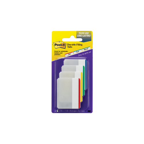 3M 686F1 POST IT FLAT DURABLE FILING TABS 4 ASSORTED COLOURS PACK 24