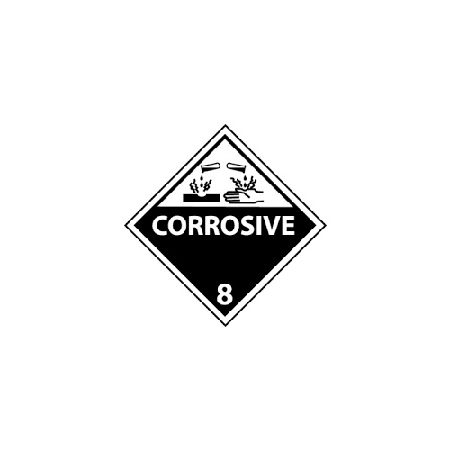 CORROSIVE 8 BLACK N WHITE 100x100mm DANGEROUS GOODS LABELS  ROLL 500