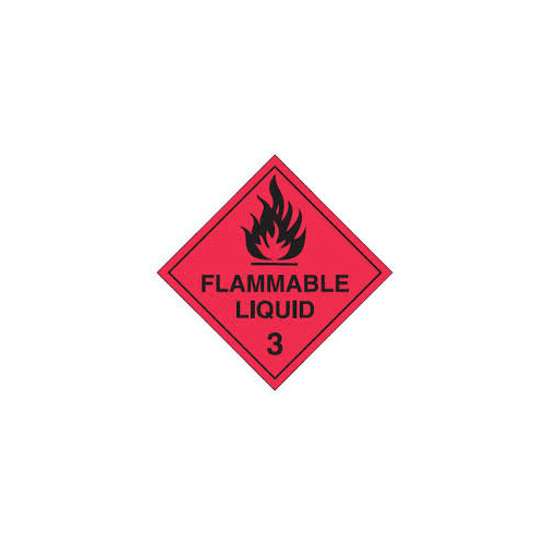 FLAMMABLE LIQUID 3 RED 50x50mm DANGEROUS GOODS LABELS ROLL 500