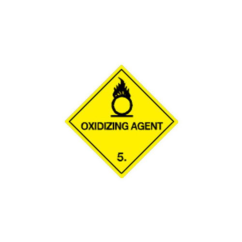 OXIDIZING AGENT 5 YELLOW 100x100MM DANGEROUS GOODS LABELS ROLL 1000