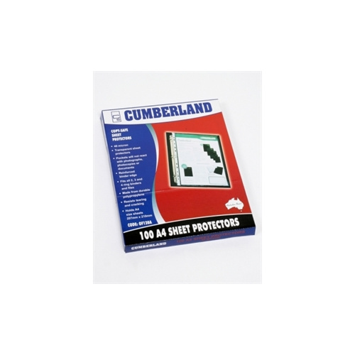 CUMBERLAND OF120A SHEET PROTECTOR A4 COPY SAFE 40um BOX 100