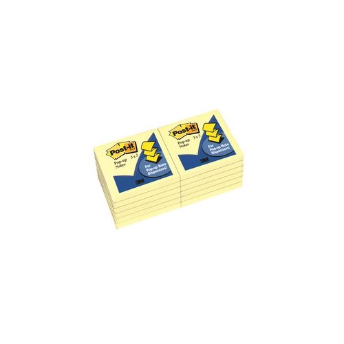 3M R330 YW POST IT POP UP NOTES 73x73mm 100 SHEETS YELLOW PACK 12