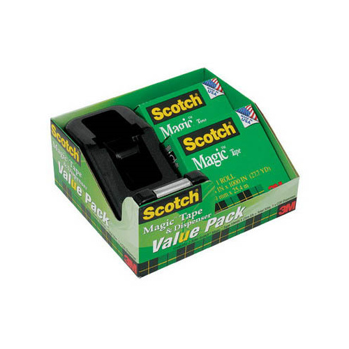 3M SCOTCH 810-K2 MAGIC TAPE+BONUS C28 BLACK DISPENSER 19mm x 25m PACK 2