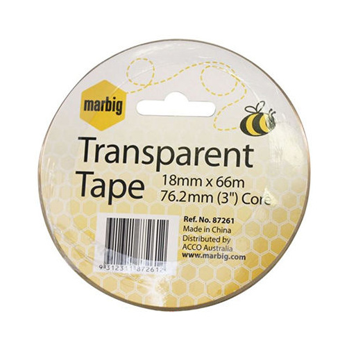 MARBIG OFFICE TAPE 18mm x 66m PACK 8