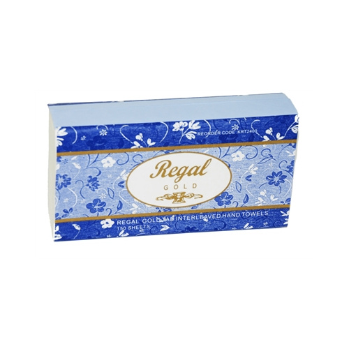 REGAL GOLD KRT2400 ULTRA SLIM INTERLEAVE HAND TOWEL PACK 150 SHEETS BOX 16