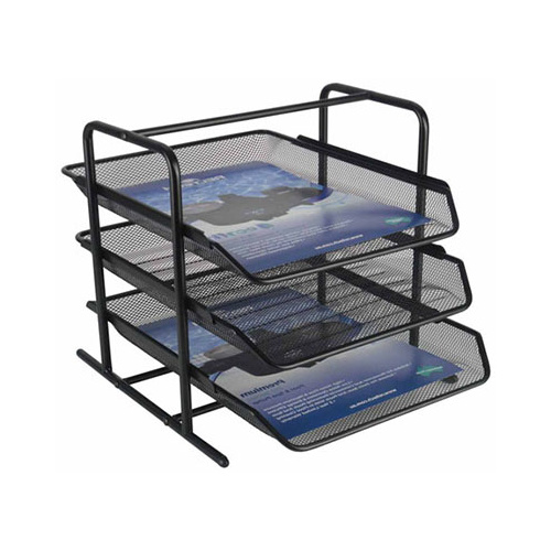 ITALPLAST I340 WIRE MESH 3 TIER DOCUMENT TRAY BLACK