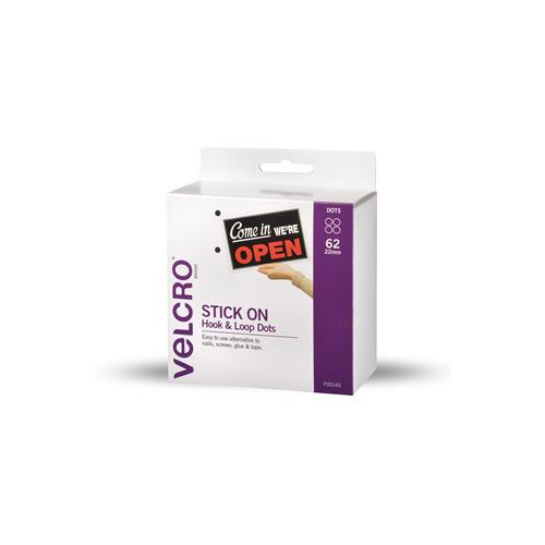 VELCRO HOOK AND LOOP DOTS 22mm DOTS DISPENSER PACK 62