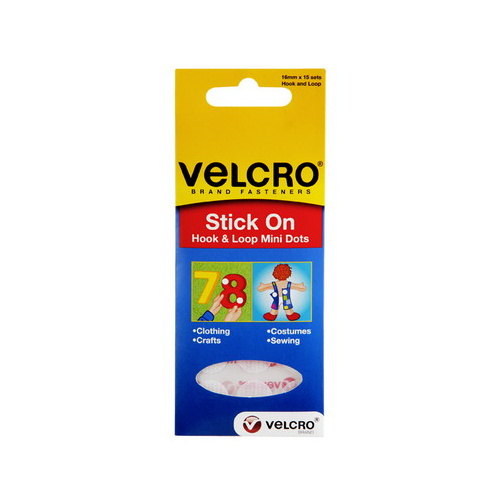 VELCRO HOOK AND LOOP STICK ON MINI DOTS PACK 15