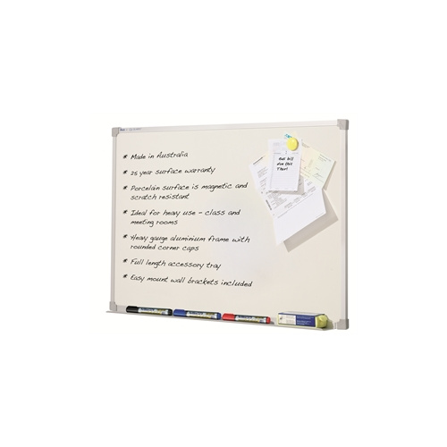 PENRITE 900x600mm WHITEBOARD PORCELAIN ALUMINIUM FRAME 