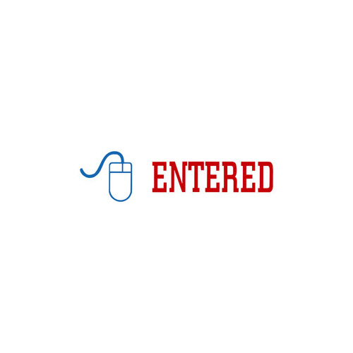 XSTAMPER 2027 ENTERED IN RED WITH BLUE ICON